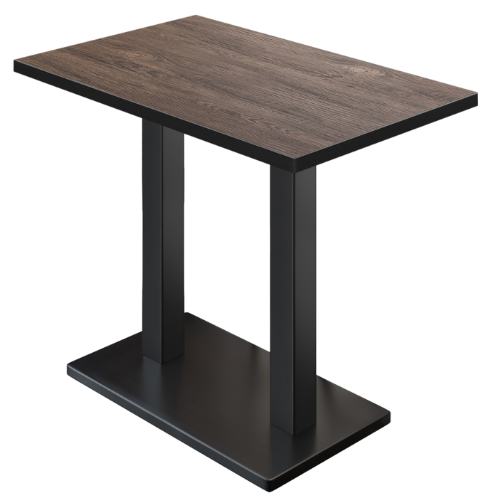 BM | Bistro Stehtisch | 110 x 60 x 108 cm | Rechteckig | Schwarzer Rand | Light Wenge / Schwarz