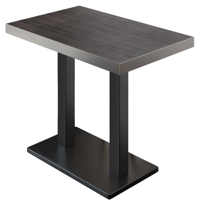 BM | Bistro Stehtisch | 110 x 60 x 110 cm | Rechteckig | Edelstahl Rand | Wenge / Schwarz