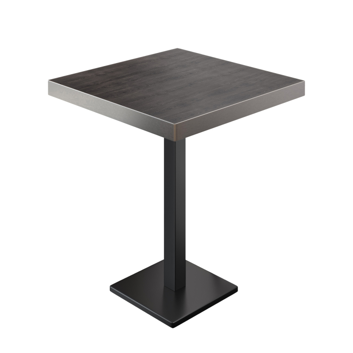 BM | Bistro Stehtisch | 80 x 80 x 110 cm | Quadratisch | Edelstahl Rand | Wenge / Schwarz