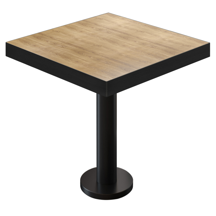 BML | Bistro Tisch | 70 x 70 x 77 cm | Quadratisch | Schwarzer Rand | Eiche / Schwarz