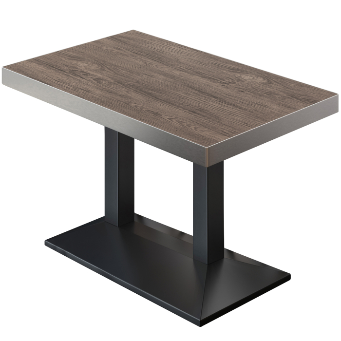 BPA | Bistro Tisch | 120 x 70 x 81 cm | Rechteckig | Edelstahl Rand | Light Wenge / Schwarz