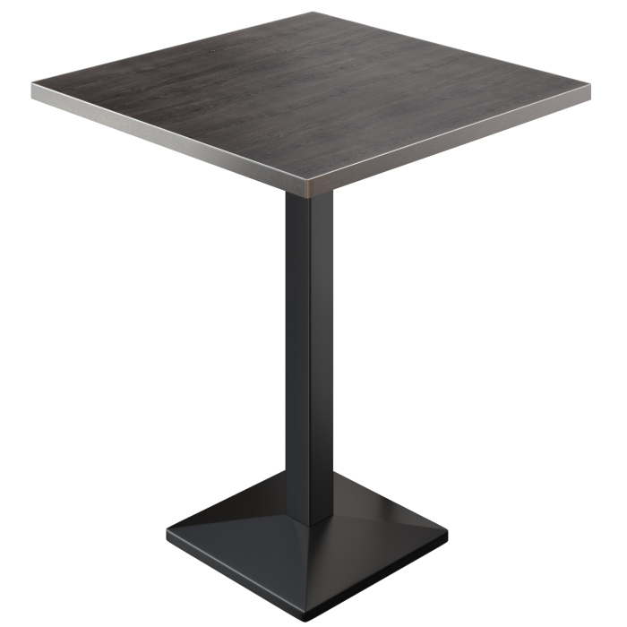 BPA | Bistro Stehtisch | 60 x 60 x 112 cm | Edelstahl Rand | Quadratisch | Wenge / Schwarz