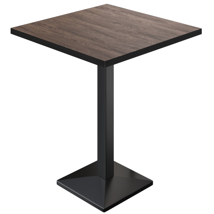 BPA | Bistro Stehtisch | 70 x 70 x 112 cm | Schwarzer Rand | Quadratisch | Light Wenge / Schwarz