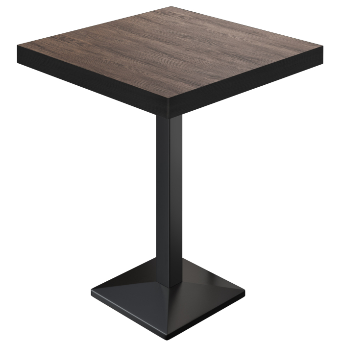 BPA | Bistro Stehtisch | 60 x 60 x 114 cm | Schwarzer Rand | Quadratisch | Light Wenge / Schwarz