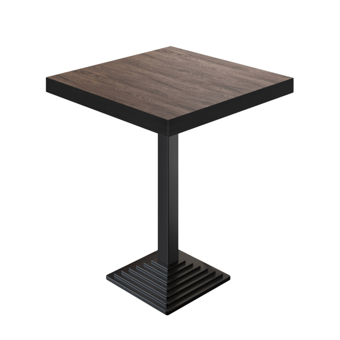 BPY | Bistro Stehtisch | 80 x 80 x 114 cm | Schwarzer Rand | Quadratisch | Light Wenge / Schwarz