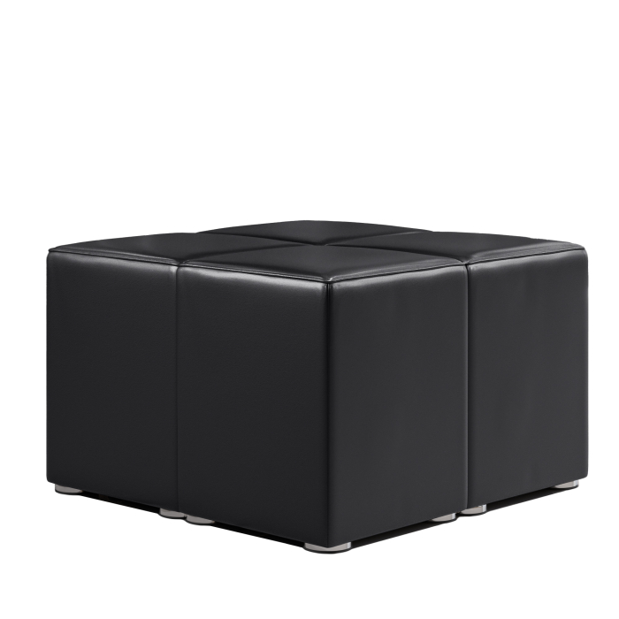 CUBO FULL | Bistro Hockerbank | Schwarz | Leder