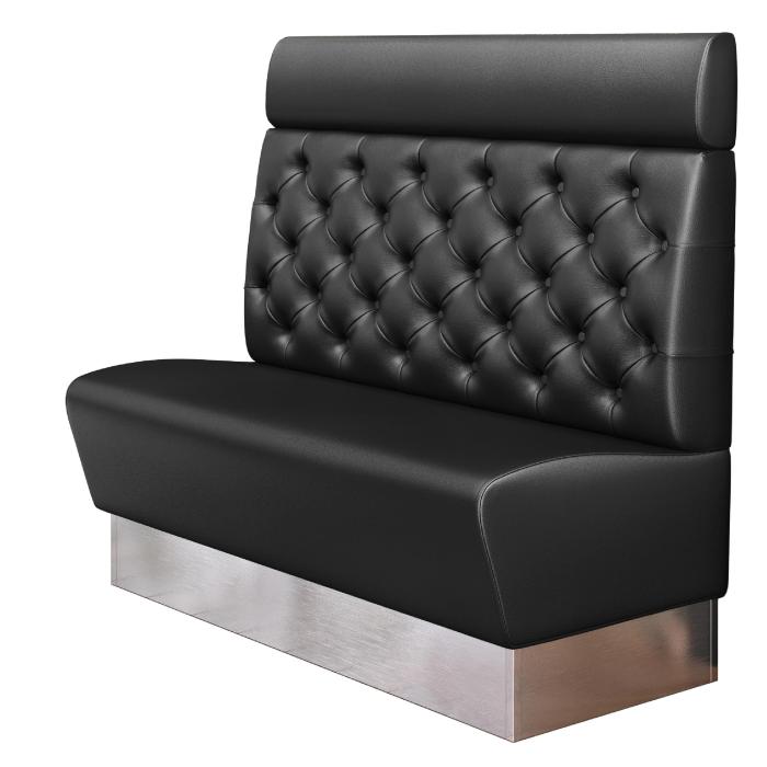 DALLAS | Gastrobank | B:H 180 x 128 cm | Schwarz | Chesterfield | Leder