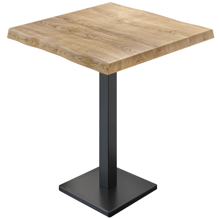 PMD | Bistro Stehtisch Baumkante | B:T:H 80 x 80 x 110 cm | Eiche / Schwarz | Quadratisch