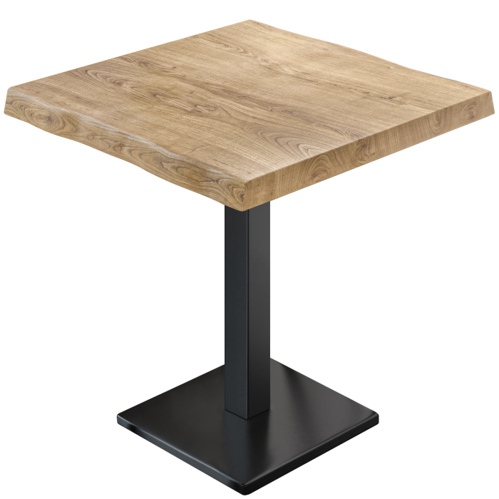 PMD | Bistro Baumkanten Tisch | Quadratisch | 60 x 60 x 77 cm | Eiche / Schwarz