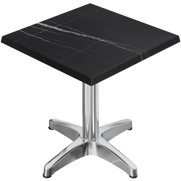 WBC | Bistro Außen Tisch | B:T:H 70 x 70 x 78,5 cm | Schwarz Marmor / Aluminium | Quadratisch